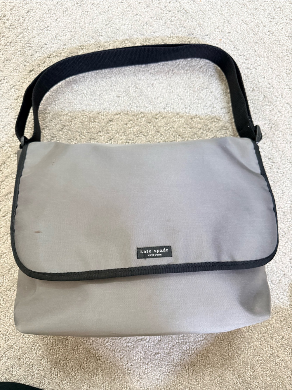 kate spade gray messenger bag with black trim